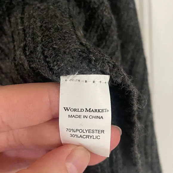 World Market Grey High Neck Chunky Sweater One Size Neutral Staple Lagenlook - Picture 3 of 6